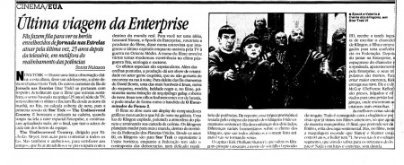 Estadão, 9 de dezembro de 1991. Lançamento de Star Trek - The   Undiscovered Country.